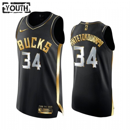Kinder NBA Milwaukee Bucks Trikot Giannis Antetokounmpo 34 2020-21 Schwarz Golden Edition Swingman